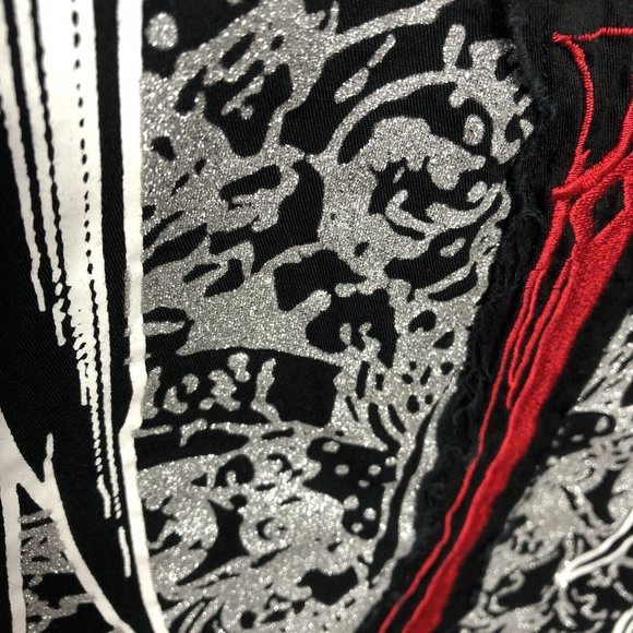 Royal Army Y2K Red Black Cross Wings Embroidered Bling Graphic Streetwear Sz 2X - Picture 9 of 14